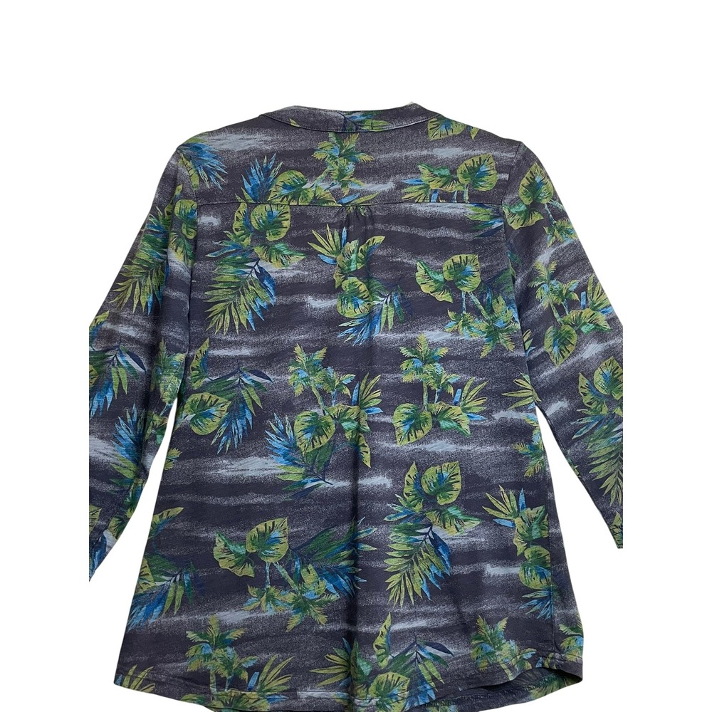 Fresh Produce Womens Tropical Palm Print Slub Cotton 3/4 Sleeve Tunic Top SM USA - Picture 4 of 13